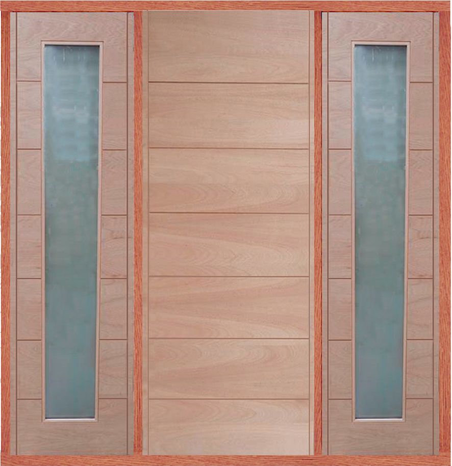 Modena 7-Panel Hardwood External Door with Sidelights